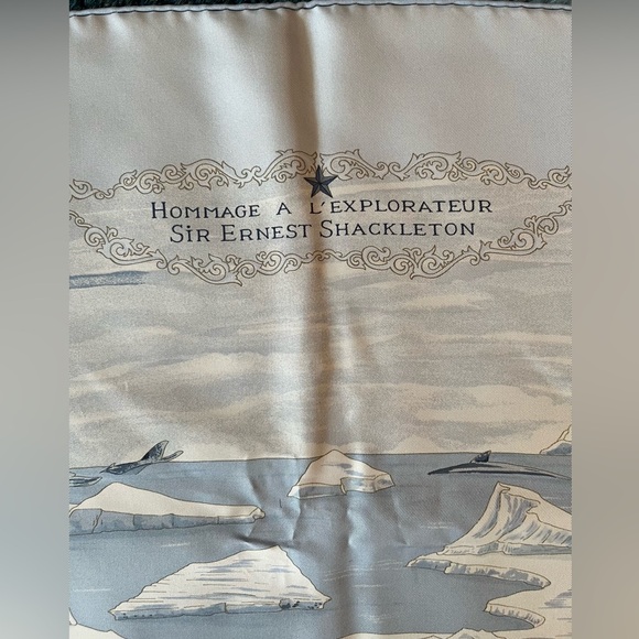 SOLD - HERMES 90CM SCARF Hommage A L'Explorateur Sir Ernest Shackleton 2005 Blue - Picture 9 of 12